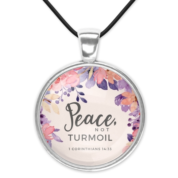 Floral Pendant Necklace with Inspirational Quote - Picture 1 of 1